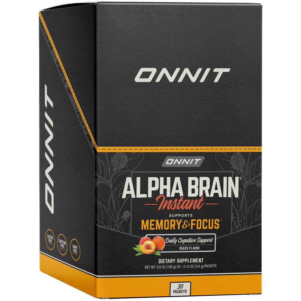 Onnit Instant Alpha Brain Memory and Focus Support Packets, Peach (0.13 oz, 30 ct)