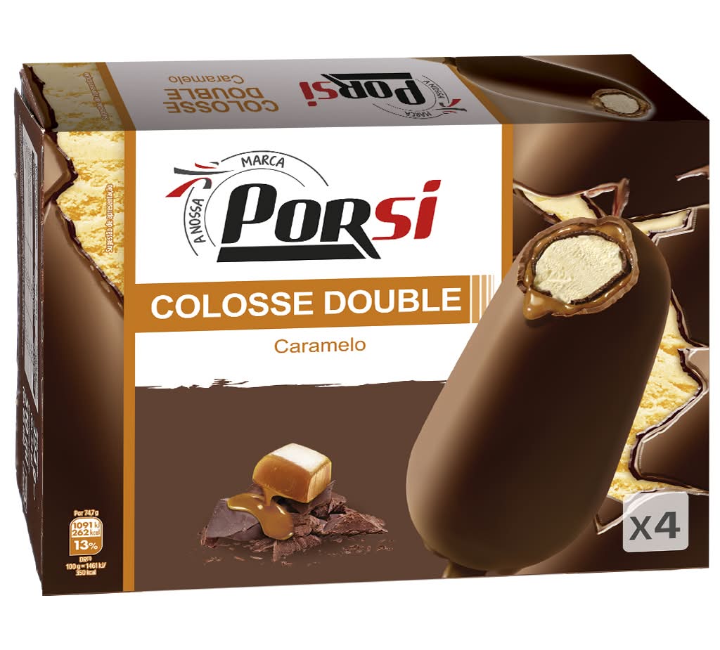 PorSi - Gelados Doube Caramelo Colosse, 4 x 90 ml