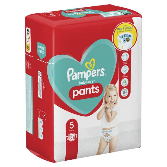 Pampers - Baby dry pants couches culottes 12kg à 17kg taille 5 (21 pièces)