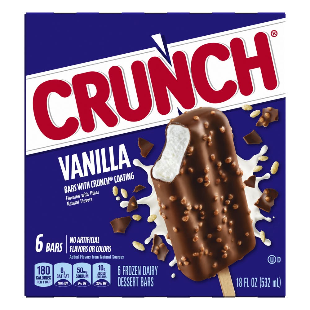Crunch Frozen Dairy Dessert Bars, Vanilla (18 fl oz, 6 ct)