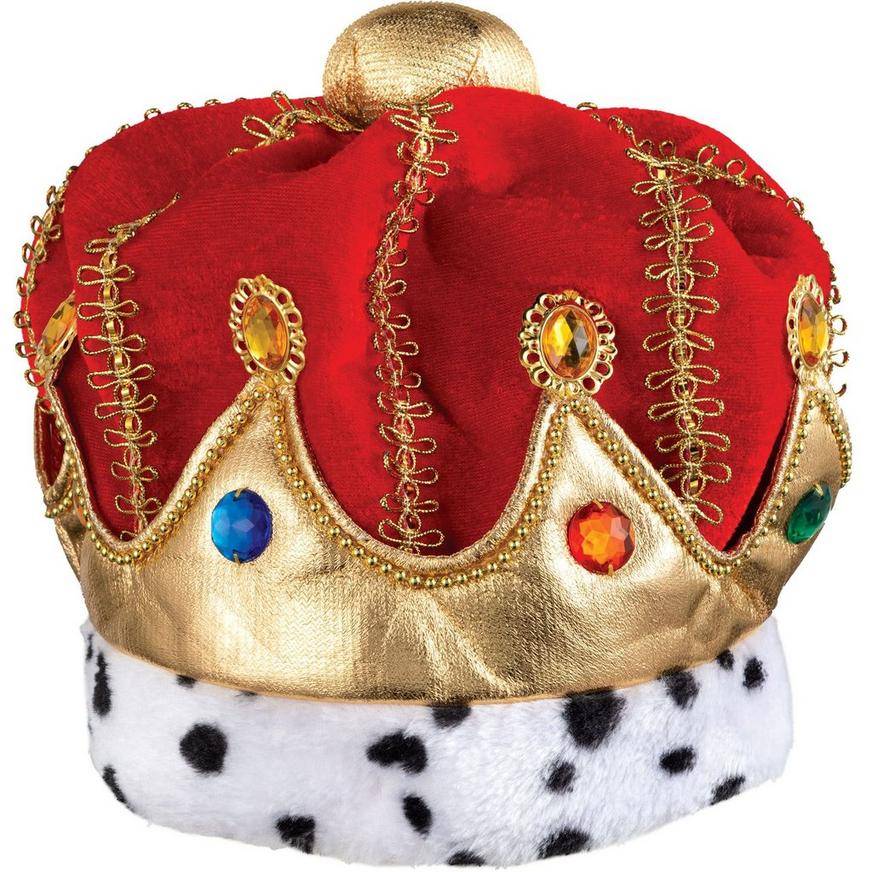 Party City Metallic Gold Red Fabric Birthday Crown (7in x 7in)