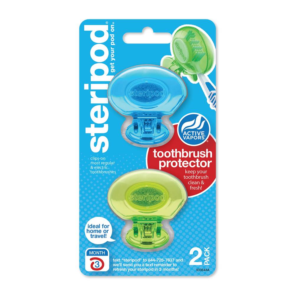 Steripod Clip-On Toothbrush Protector, 2 Ct