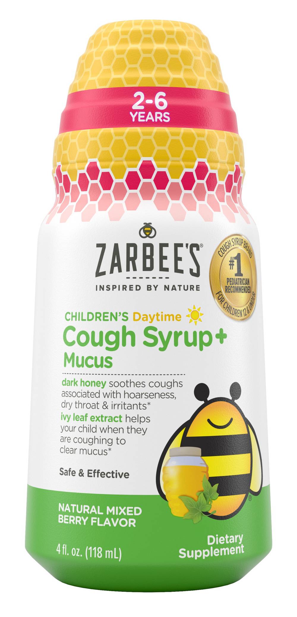 Zarbee's Children's Daytime Natural Mixed Cough Syrup Mucus, Mixed Berry (4 fl oz)
