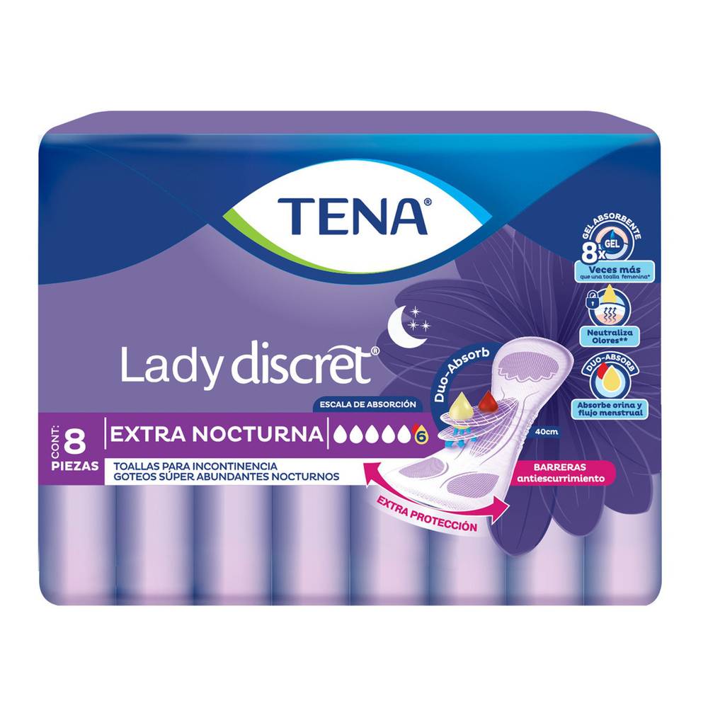 Tena protectores lady discret nocturnos (8 piezas)