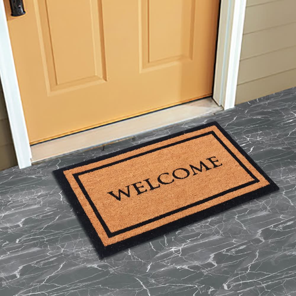 Style Selections 18-in x 30-in Natural Coir Non-Slip Grip Indoor Door Mat