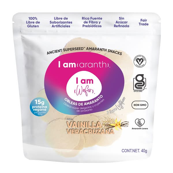I Am Amaranth · Obleas de amaranto sabor vainilla veracruzana (40 g)