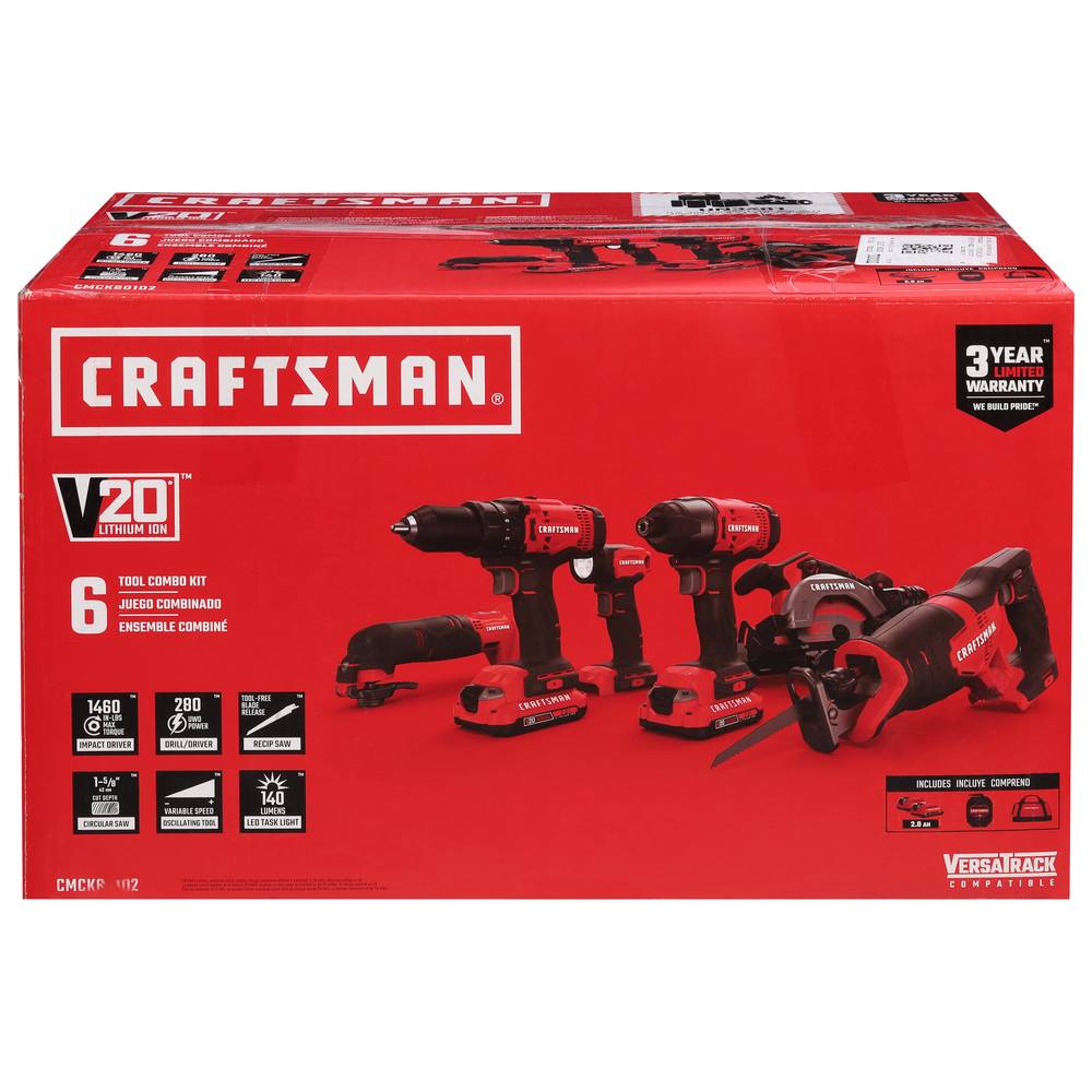 Craftsman V20 Lithium Ion 6 Each Tool Combo Kit