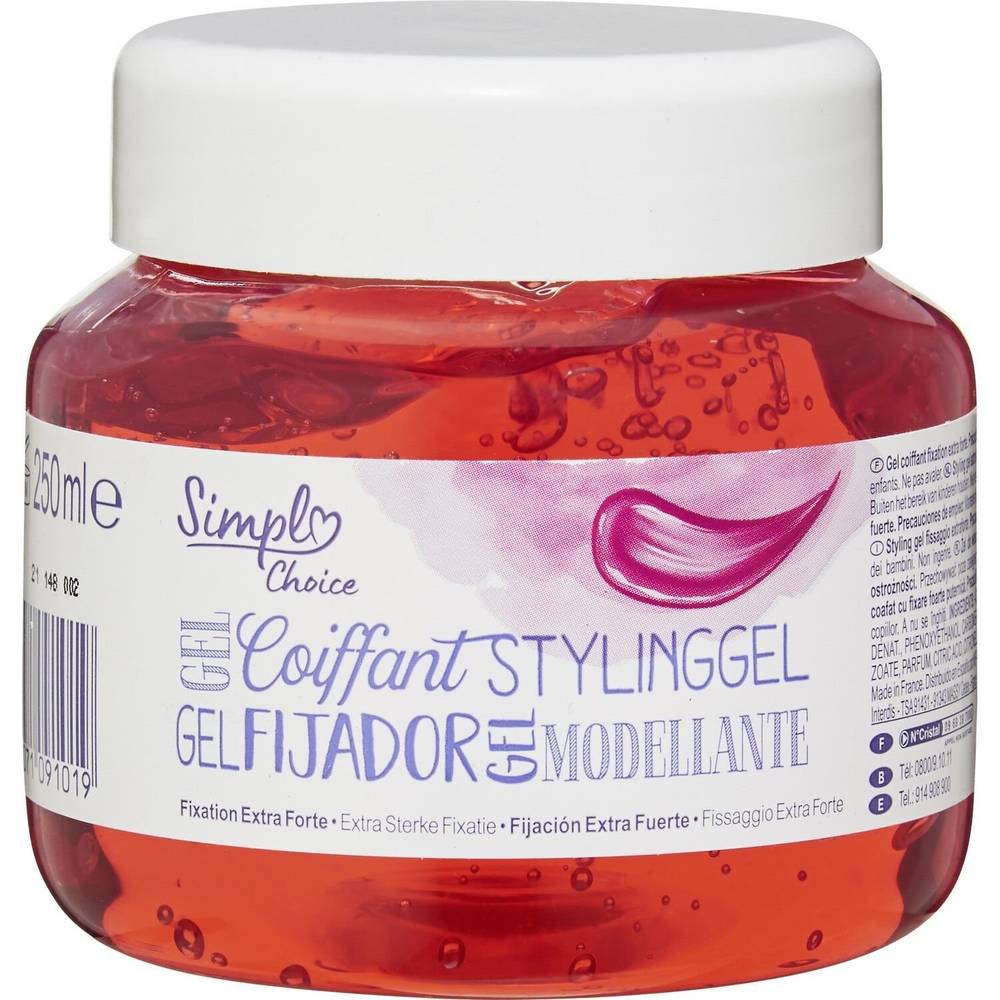 Gel Coiffant coiffant fixation extra forte SIMPL - le pot de 250mL