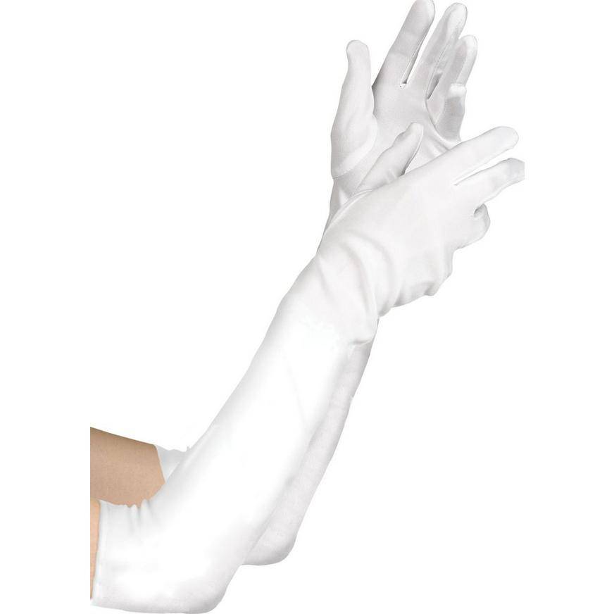 Kids' White Elbow Gloves