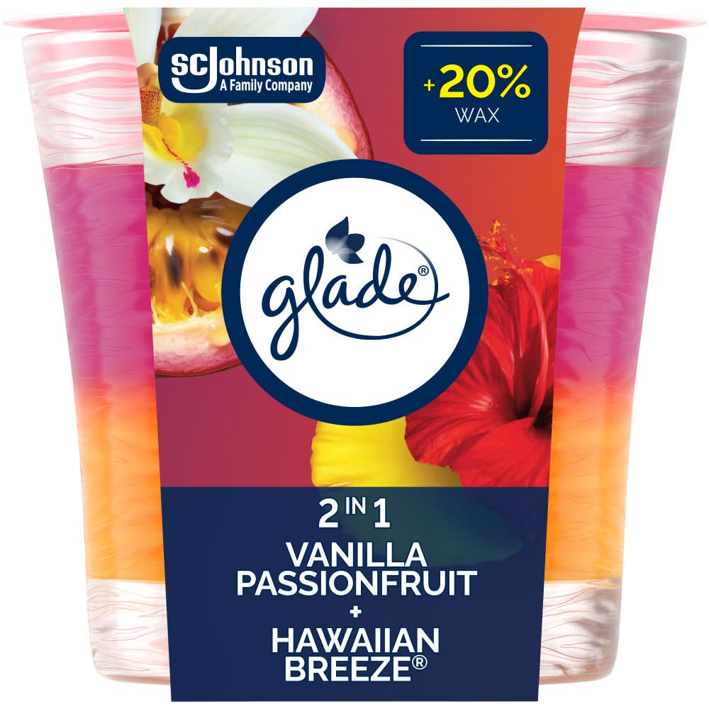 Glade Air Freshener 2 in 1 Candle, Vanilla Passion Fruit-Hawaiian Breeze