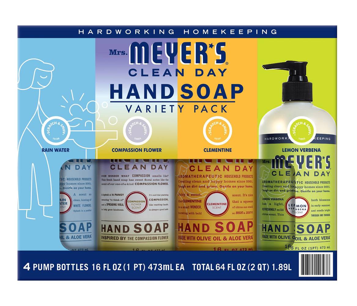 Mrs. Meyer's Clean Day Hand Soap, 16 fl oz, 4-pack