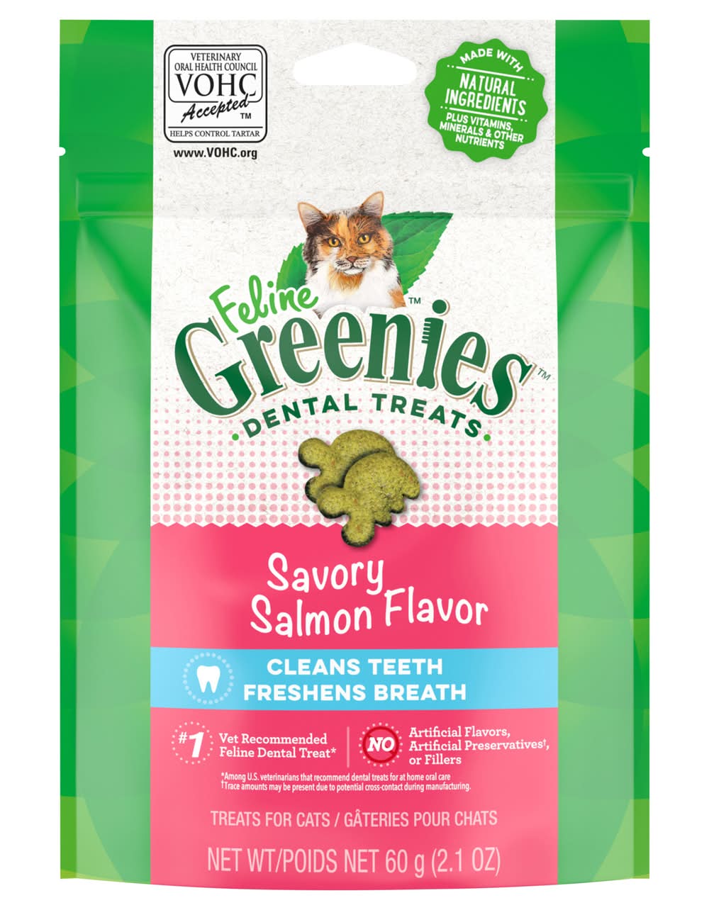 Greenies Feline Natural Dental Treats, Savory Salmon (2.1 oz)