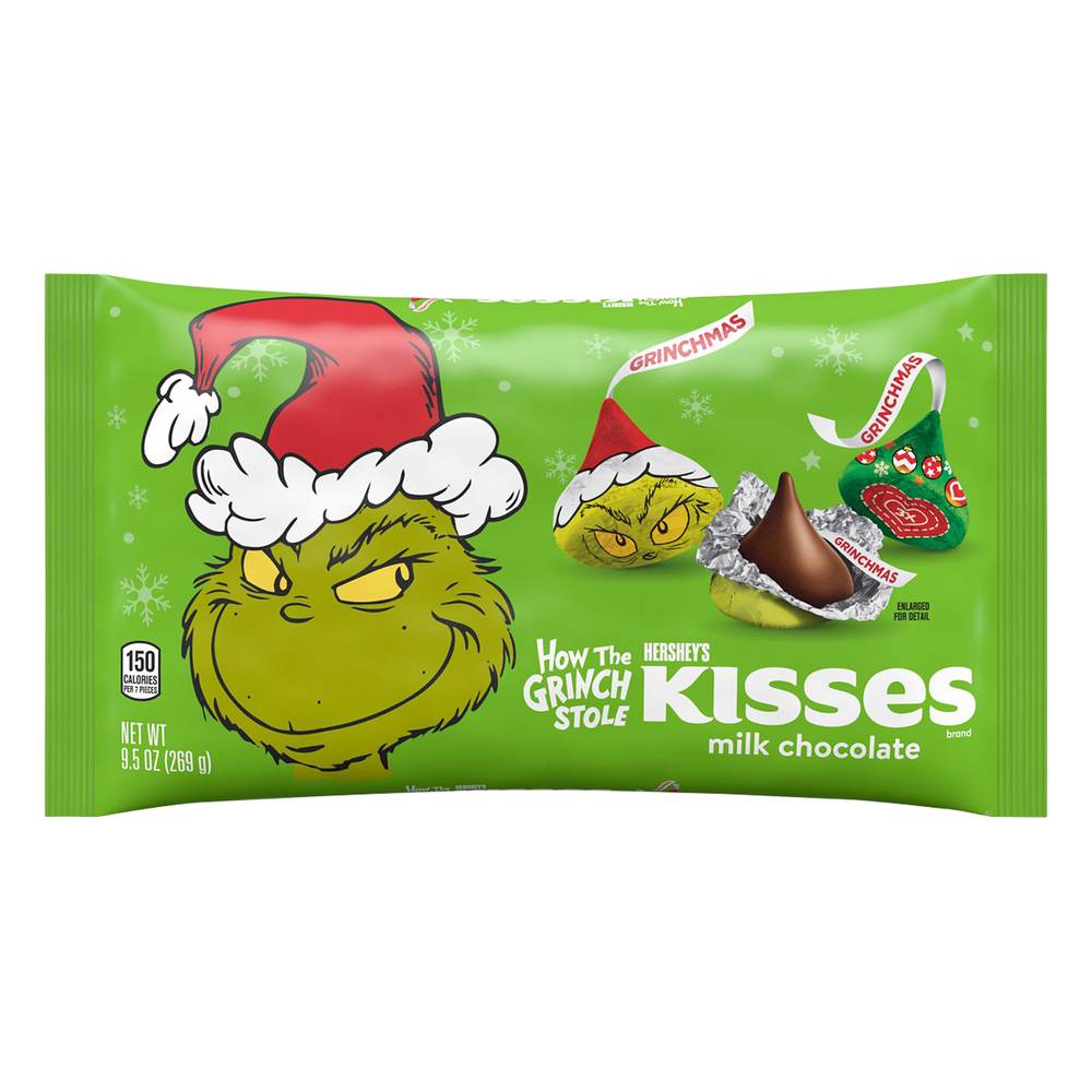 Hershey's Kisses Holiday Grinch Candy, Milk Chocolate (9.5 oz)