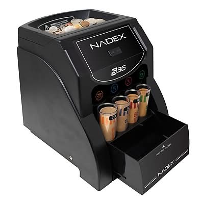 Nadex Coins Coin Sorter, 4 Compartments, Black/Silver (S36)