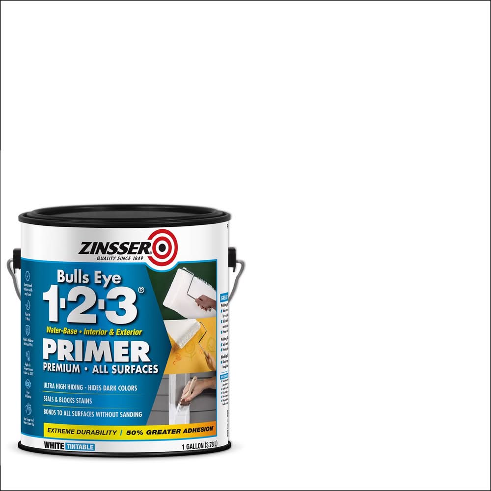 Zinsser Bulls Eye 123 White Water-Based Styrenated Acrylic Primer And Sealer 1 Gal