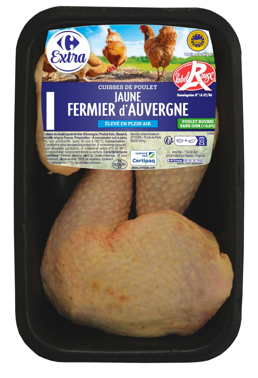 Carrefour - Cuisses de poulet jaune fermier d'auvergne label rouge (600g)