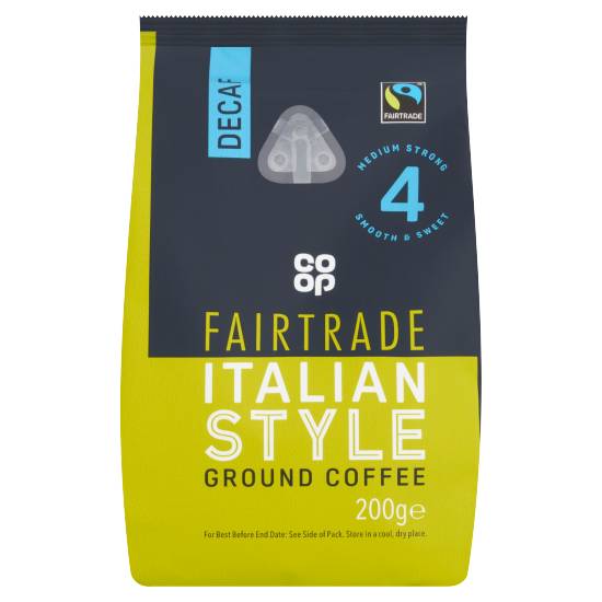 Co-Op Decaf Fairtrade Italian Style Ground Coffee 200g