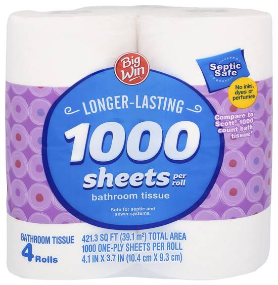 Big Win Bathroom Tissue-  1000 sheet, 4 pack