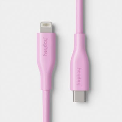 Heyday Usb C To Lightning Silicone Cable, 4 ft, Bright Lilac Purple