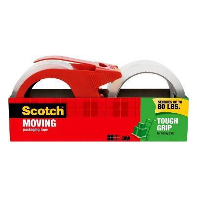 Scotch Tough Grip Moving Packing Tape 3" Core, 1.88" X 38.2 Yd Clear