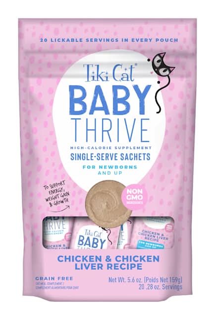 Tiki Cat Baby Thrive Chicken & Chicken Liver Recipe Supplement Wet Cat Food, 0.28 oz., Count of 20