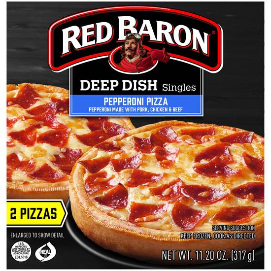 Red Baron Deep Dish Singles Pepperoni Pizza, 2 CT