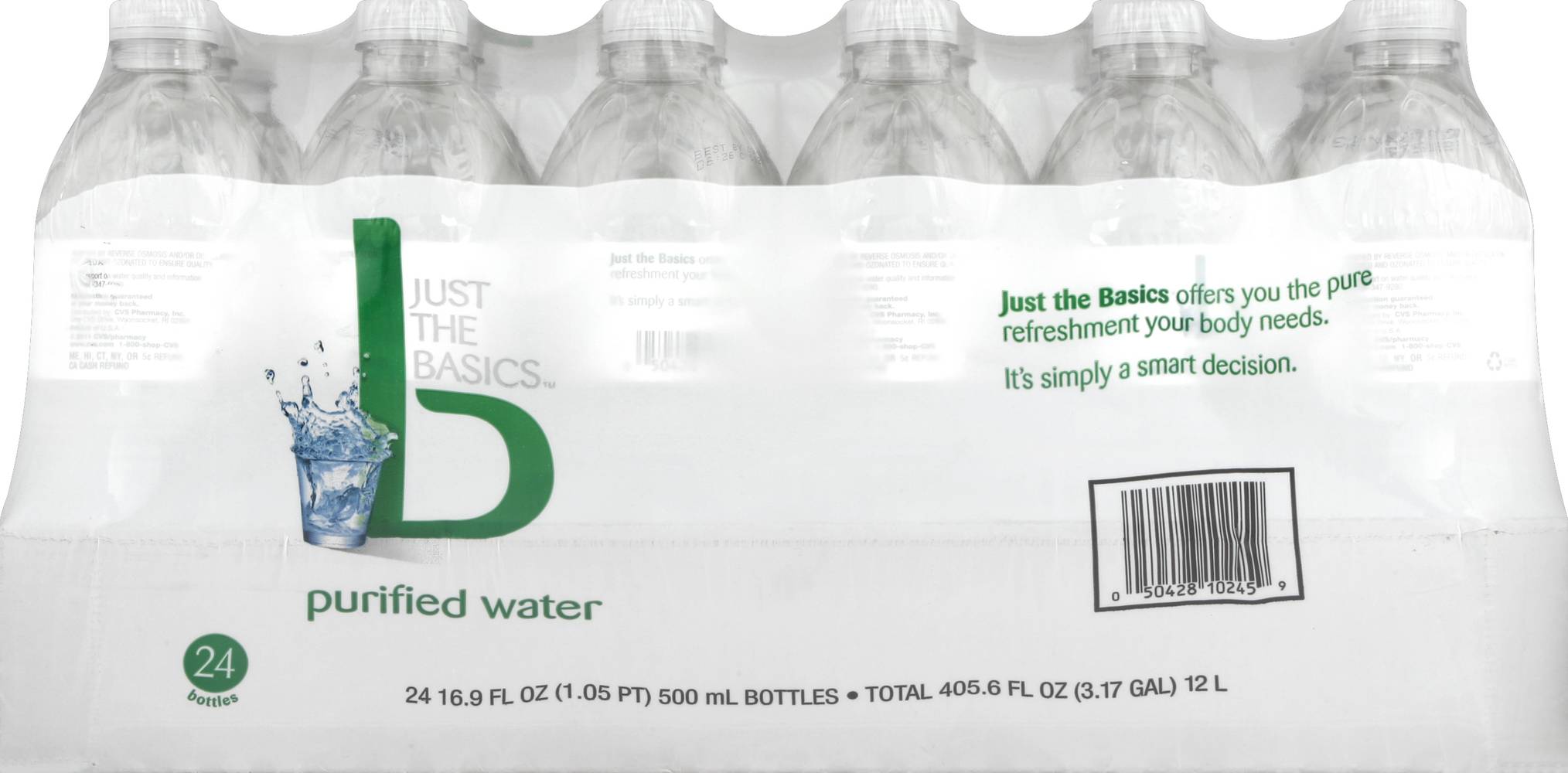 Just The Basics Purified Water (24 x 16.9 fl oz)