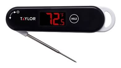 Taylor Digital LED Rapid Read Thermocouple Kitchen Meat Cooking Thermometer: Black, Calibrating Food Thermometer, -40 to 572°F