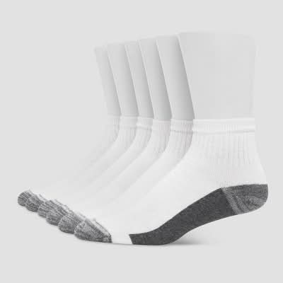 Hanes Premium Men's Xtemp Cushioned Sole Breathable Fabric Ankle Socks, 6-12, White (6 ct)