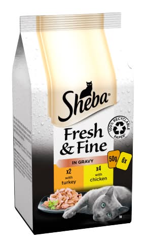 Sheba Fresh & Fine Wet Cat Food Pouches Chicken & Turkey (6 ct)
