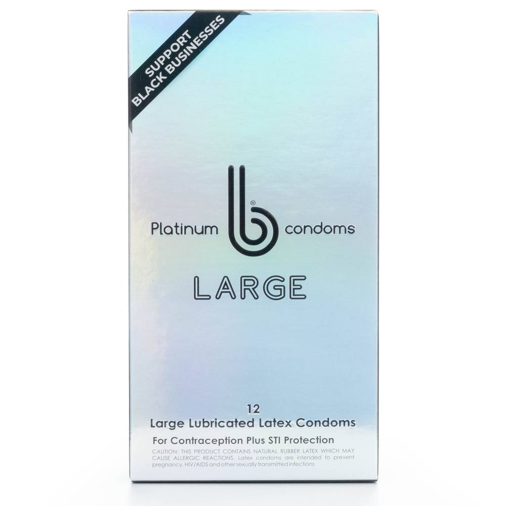 B Condoms Platinum Lubricated Latex Condoms, L (12 ct)