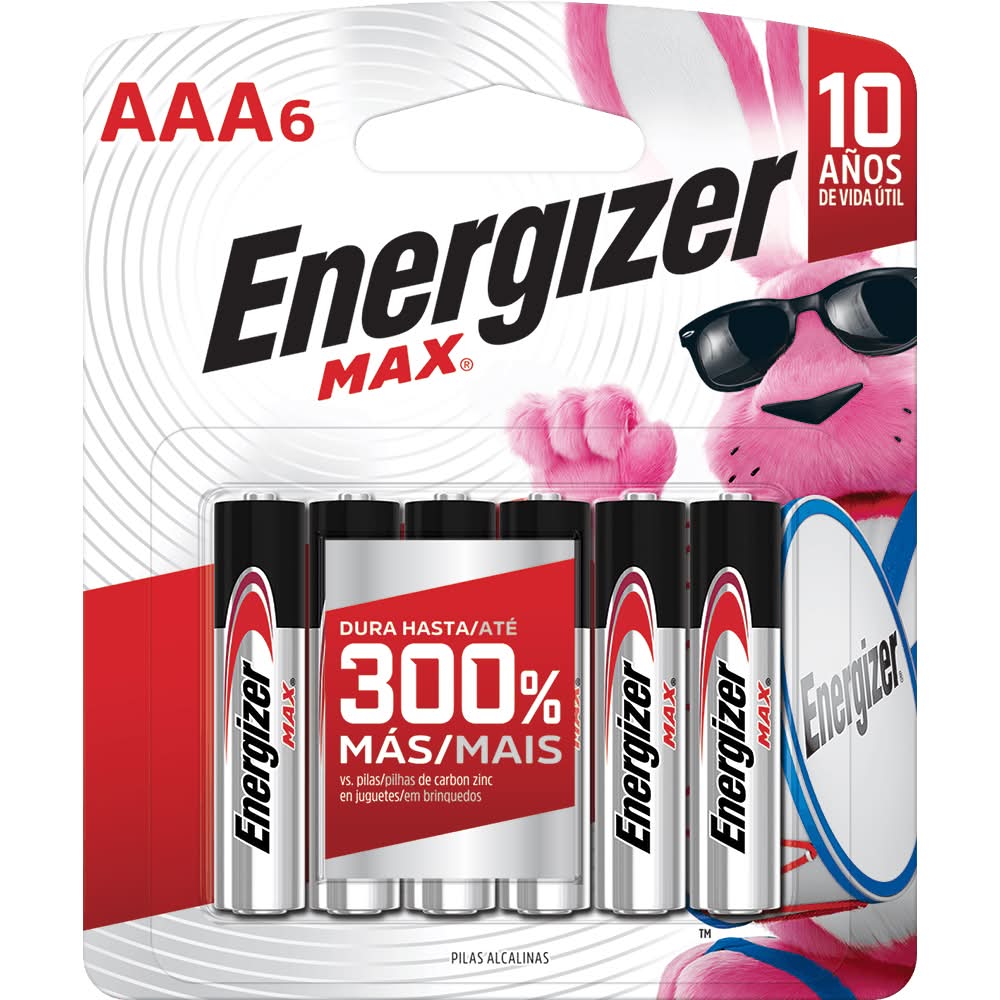 Energizer MAX · Pilas alcalinas multiusos, AAA (6 un)