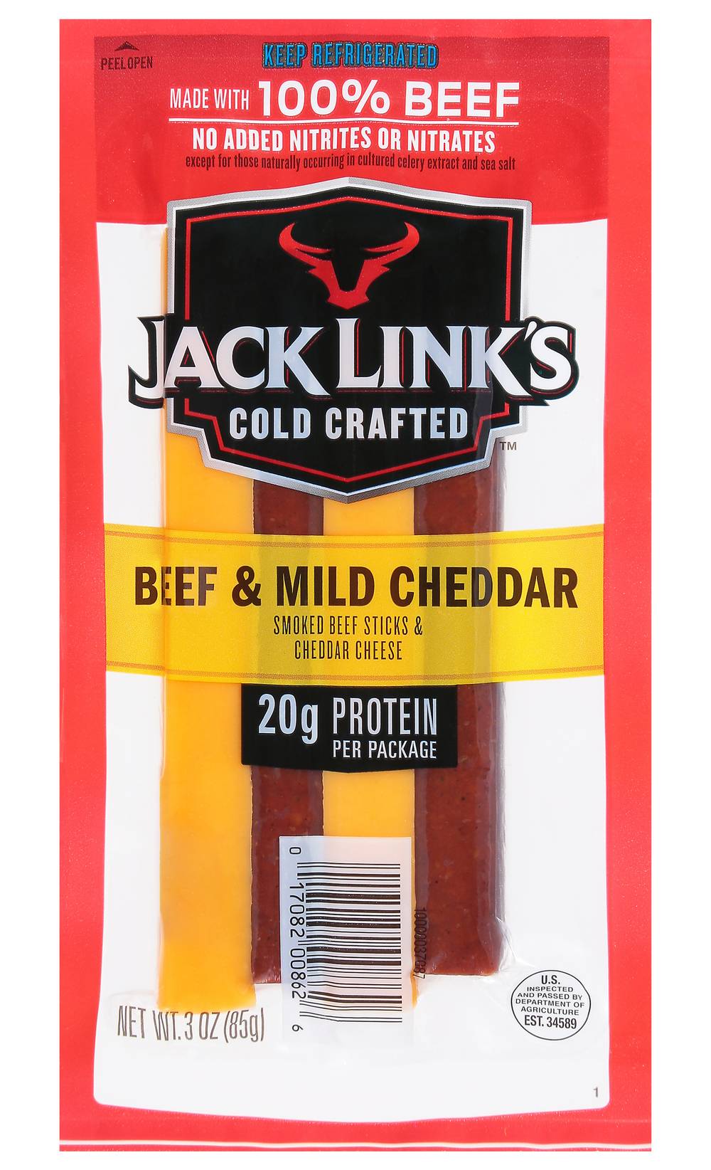 Jack Link's Cold Crafted Beef & Milk Cheddar Sticks (3 oz)
