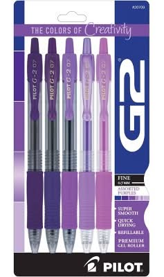 Pilot G2 Fine Gel Ink Pens, Assorted Purples (5 ct)