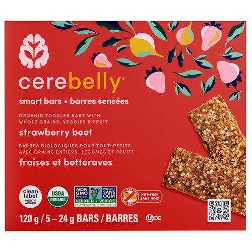 Cerebelly Smart Bars/Barres, Strawberry Beet (24 g, 5 ct)