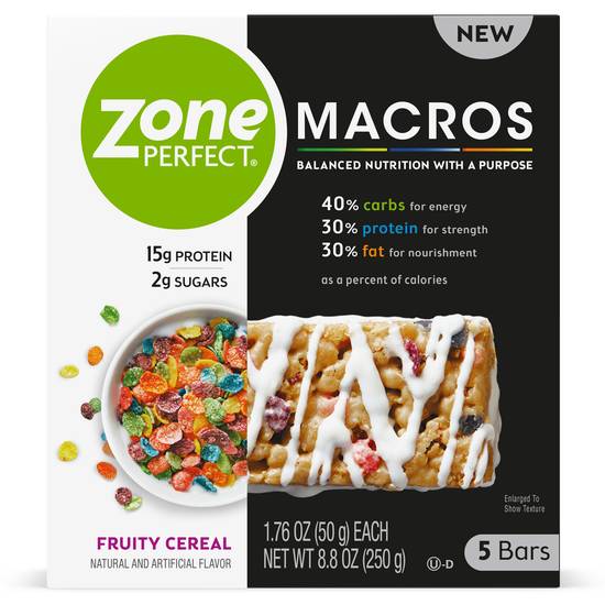 ZonePerfect Macros Nutrition Bar Fruity Cereal Bars (1.76 oz x 5 ct)