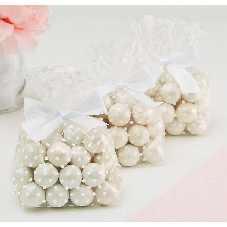 White Polka Dot Treat Bags with Bows 12ct