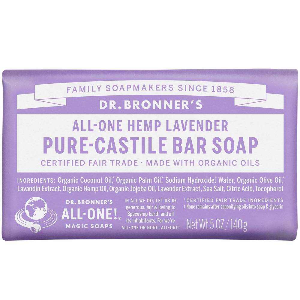 All-One Hemp Pure-Castile Bar Soap - Made With Organic Oils - Lavender (5 Ounces)