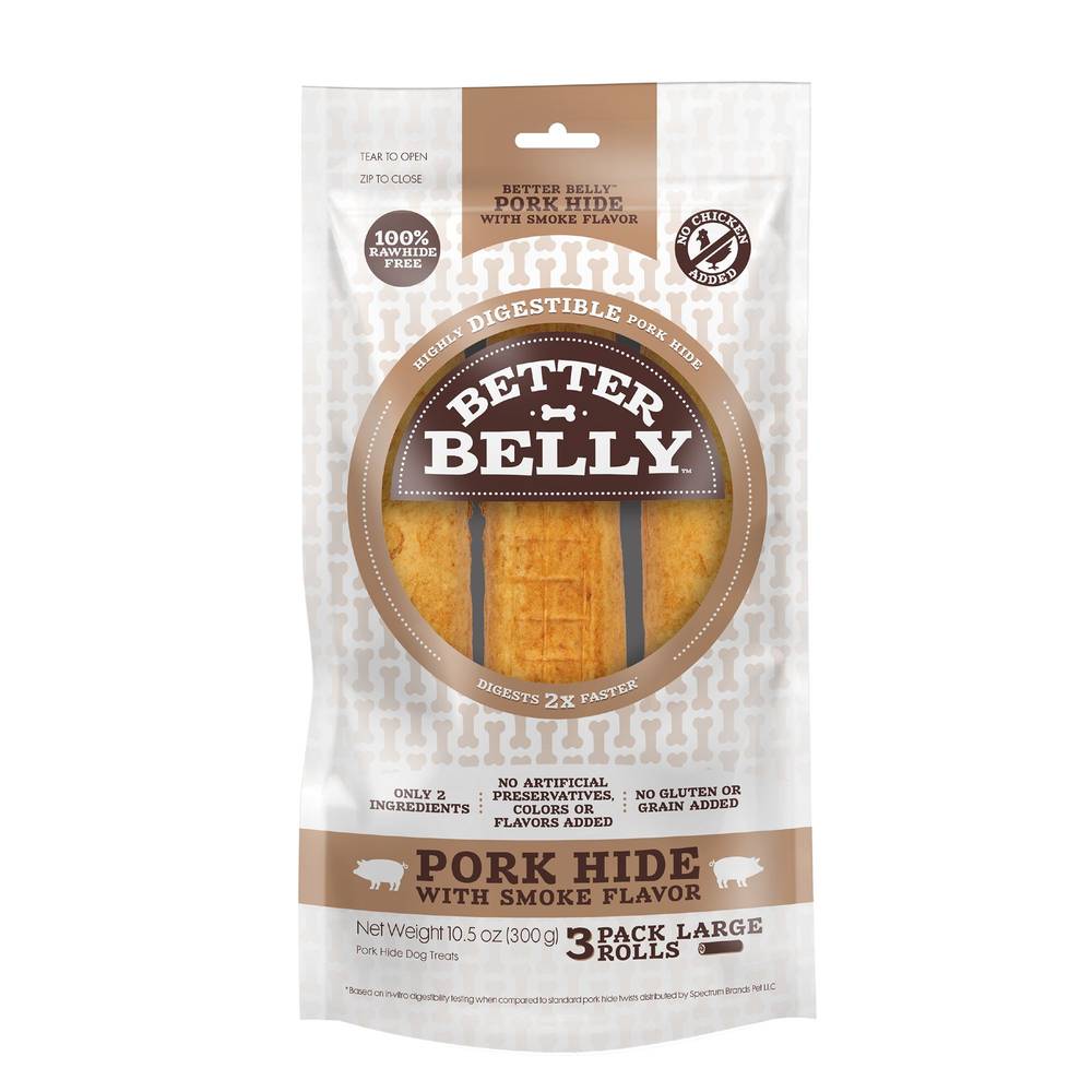 Better Belly Highly Digestible Large Hide Rolls With Smoke Flavor Dog Chew (pork)