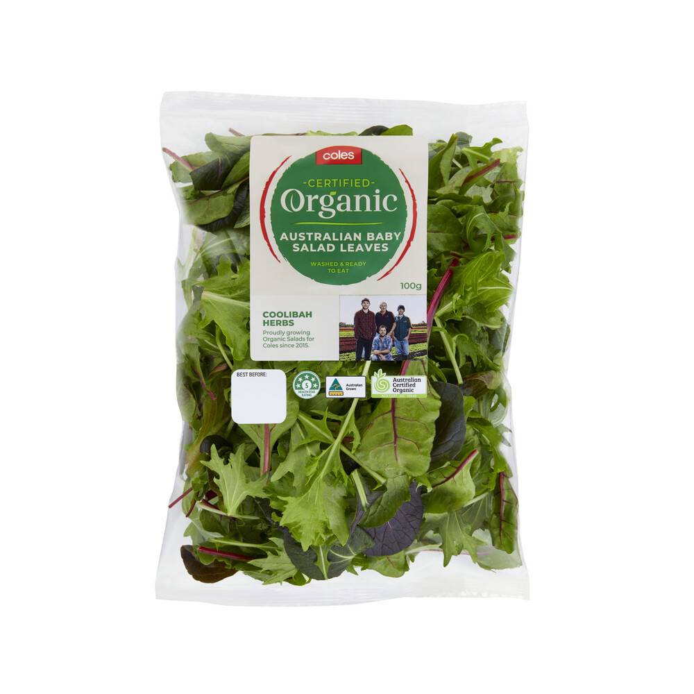Coles Organic Baby Salad Leaves Lettuce Mix 100g