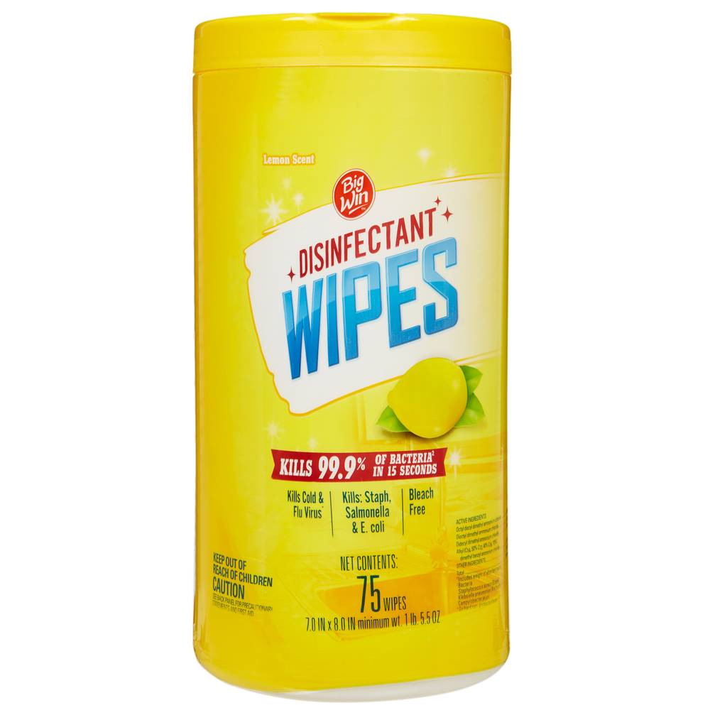 Big Win Disinfectant Wipes (7.0 in x 8.0 in)(lemon)