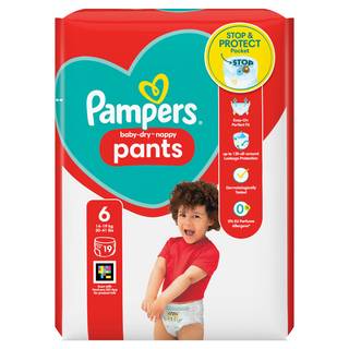 Pampers Baby-Dry Nappy Pants Size 6, 19 Nappies, 14kg-19kg, Carry Pack,