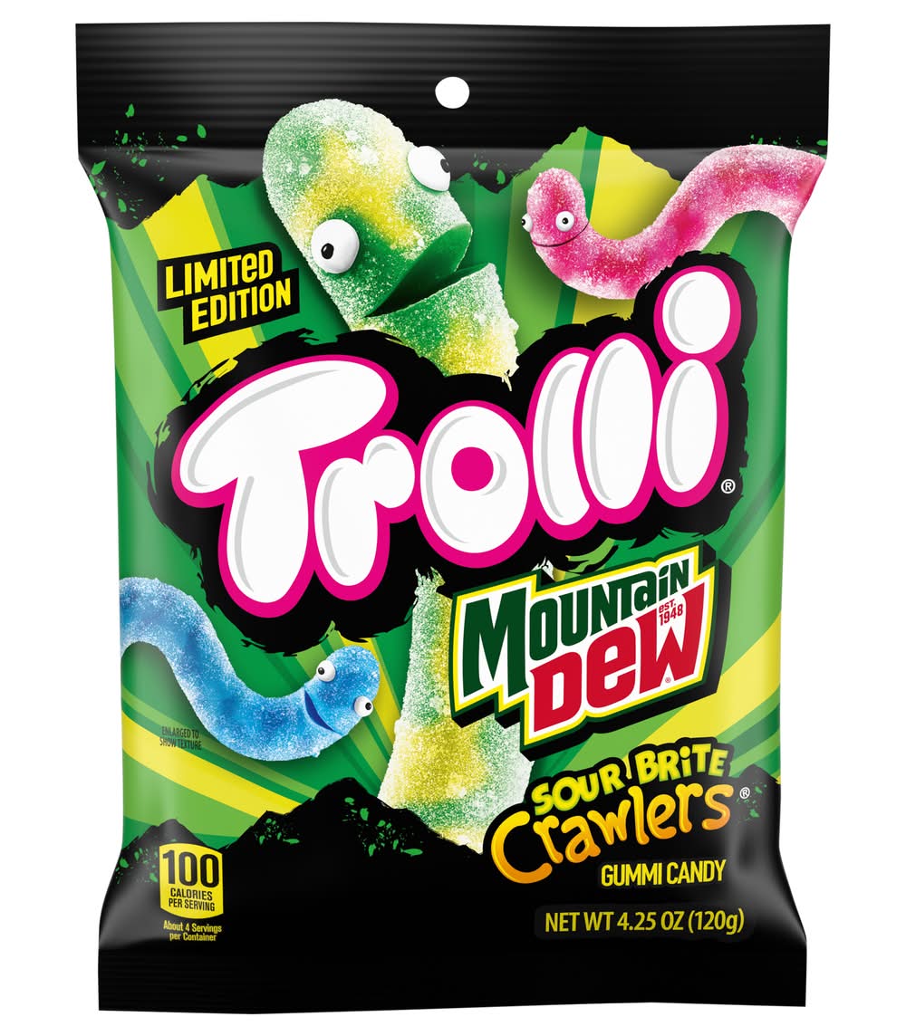 Trolli Mountain Dew Sour Brite Crawlers Gummy Worm Candy (4.25 oz)