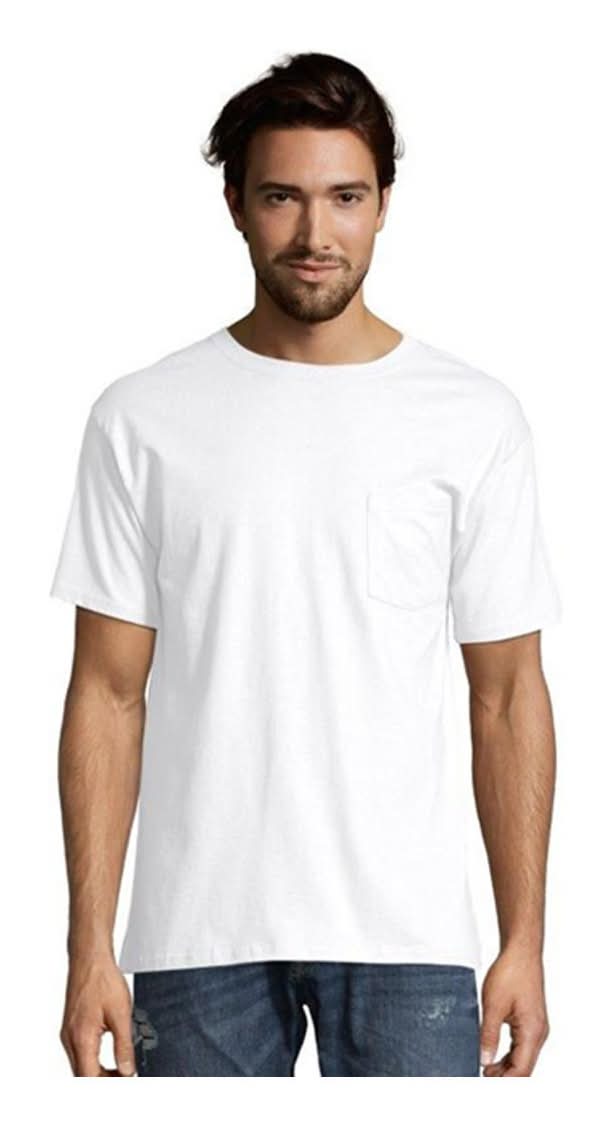 Hane'S Men'S Short Sleeve Pocket Tee - White 3x