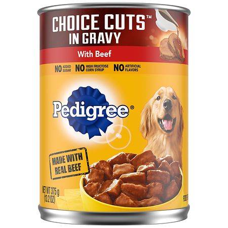 PEDIGREE CHOICE CUTS in Gravy With Beef Adult Canned Wet Dog Food, 13.2 oz. Can