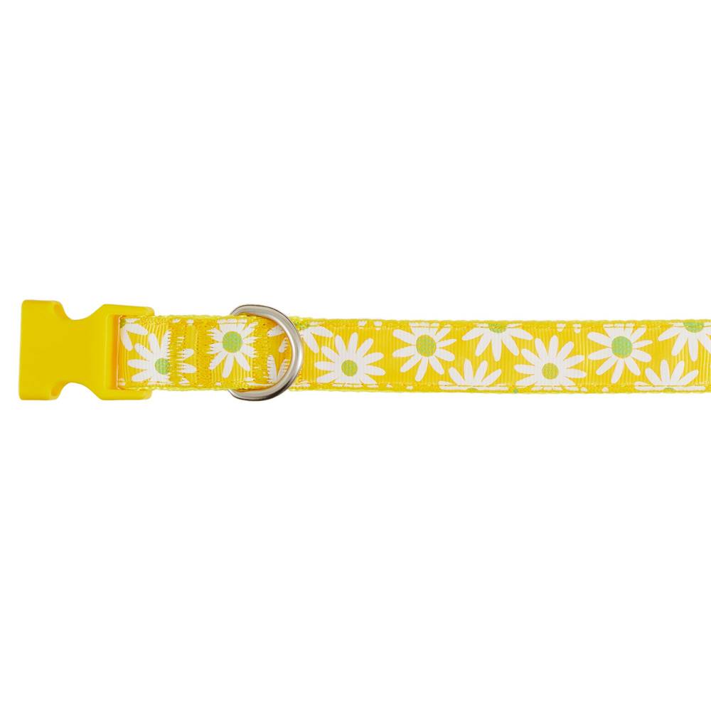 Top Paw® Yellow Daisy Poly Blend Dog Collar (Color: Yellow, Size: Large)