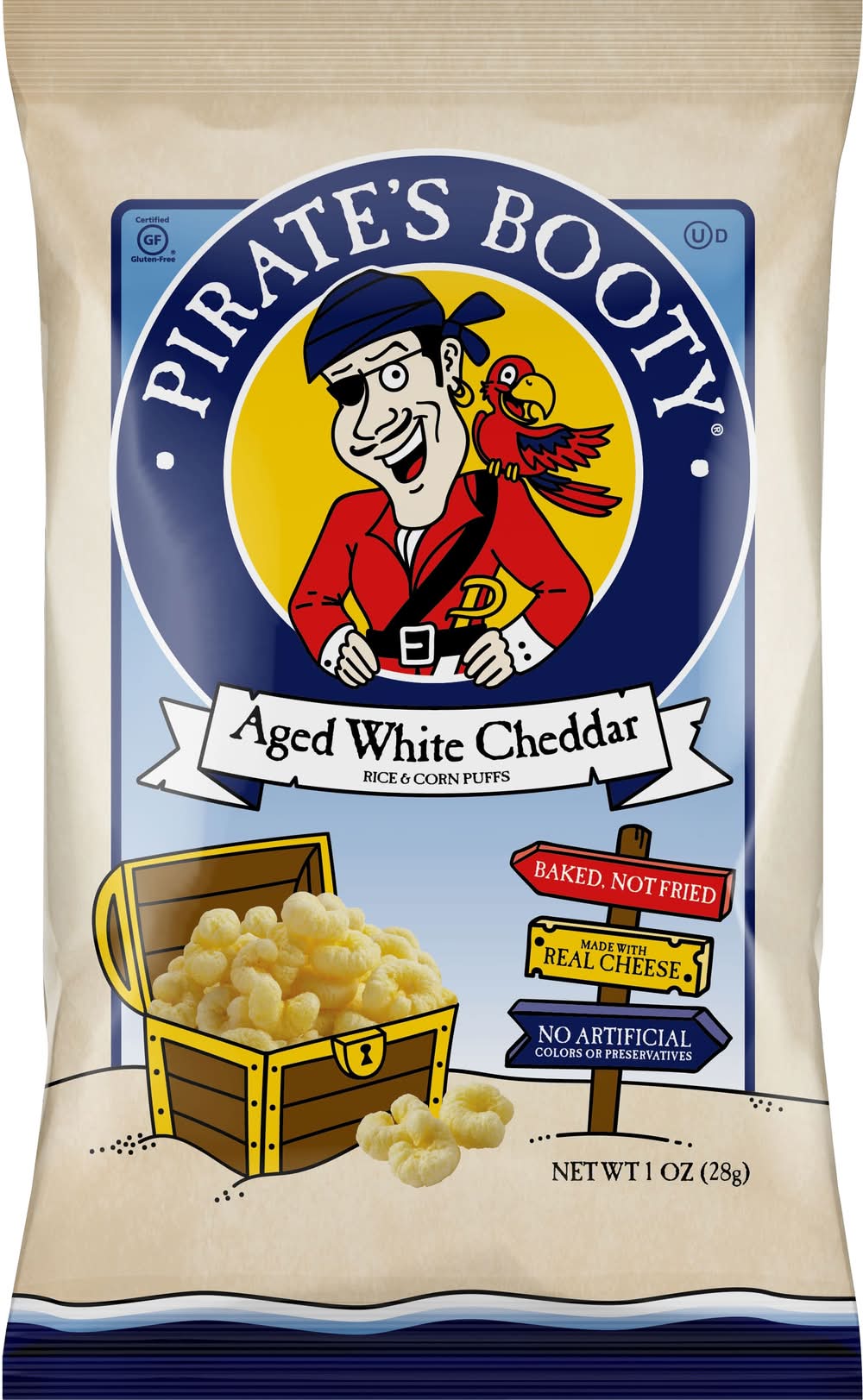 Pirate's Booty Rice and Corn Puffs, Aged White Cheddar (1 oz)