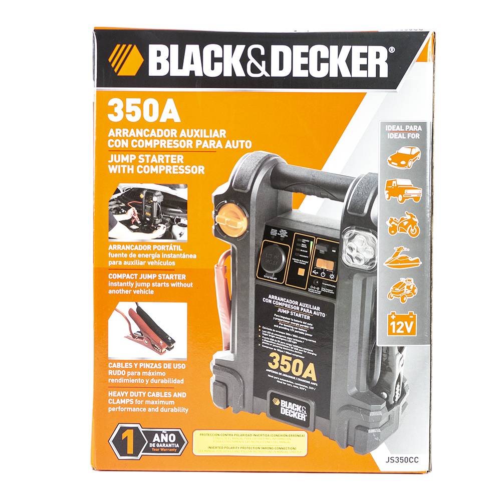 Black + decker arrancador auxiliar con compresor para auto (1 pieza)