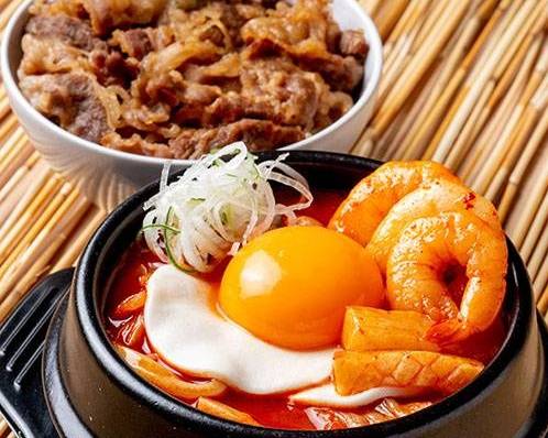 海鮮チーズスンドゥブうどん～ミニカルビ丼セット～ Seafood and Cheese Sundubu Udon with Mini Kalbi Rice Bowl Set