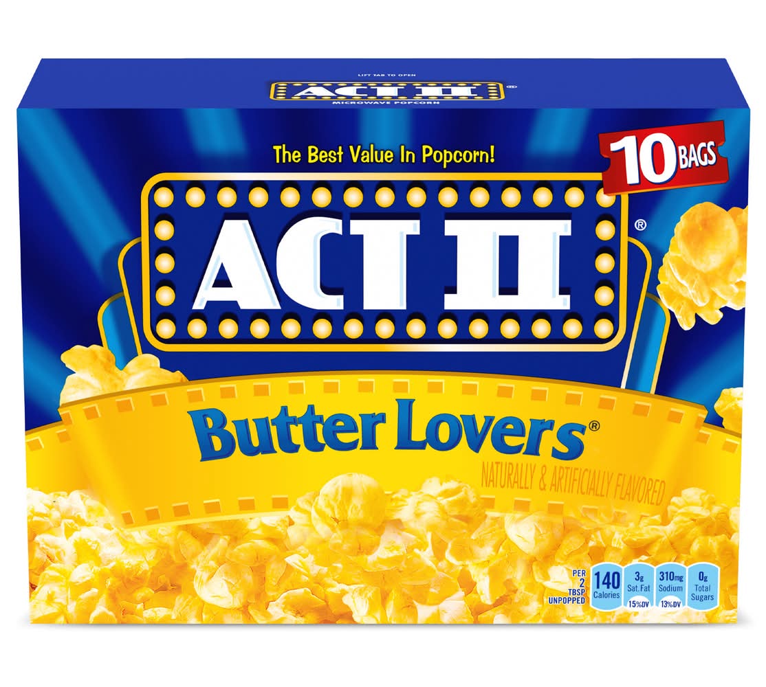 Act II Microwave Popcorn, Butter Lovers (27.5 oz, 10 ct)